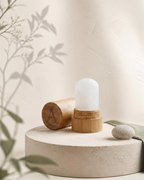 Pierre d'alun naturelle — étui bambou rechargeable