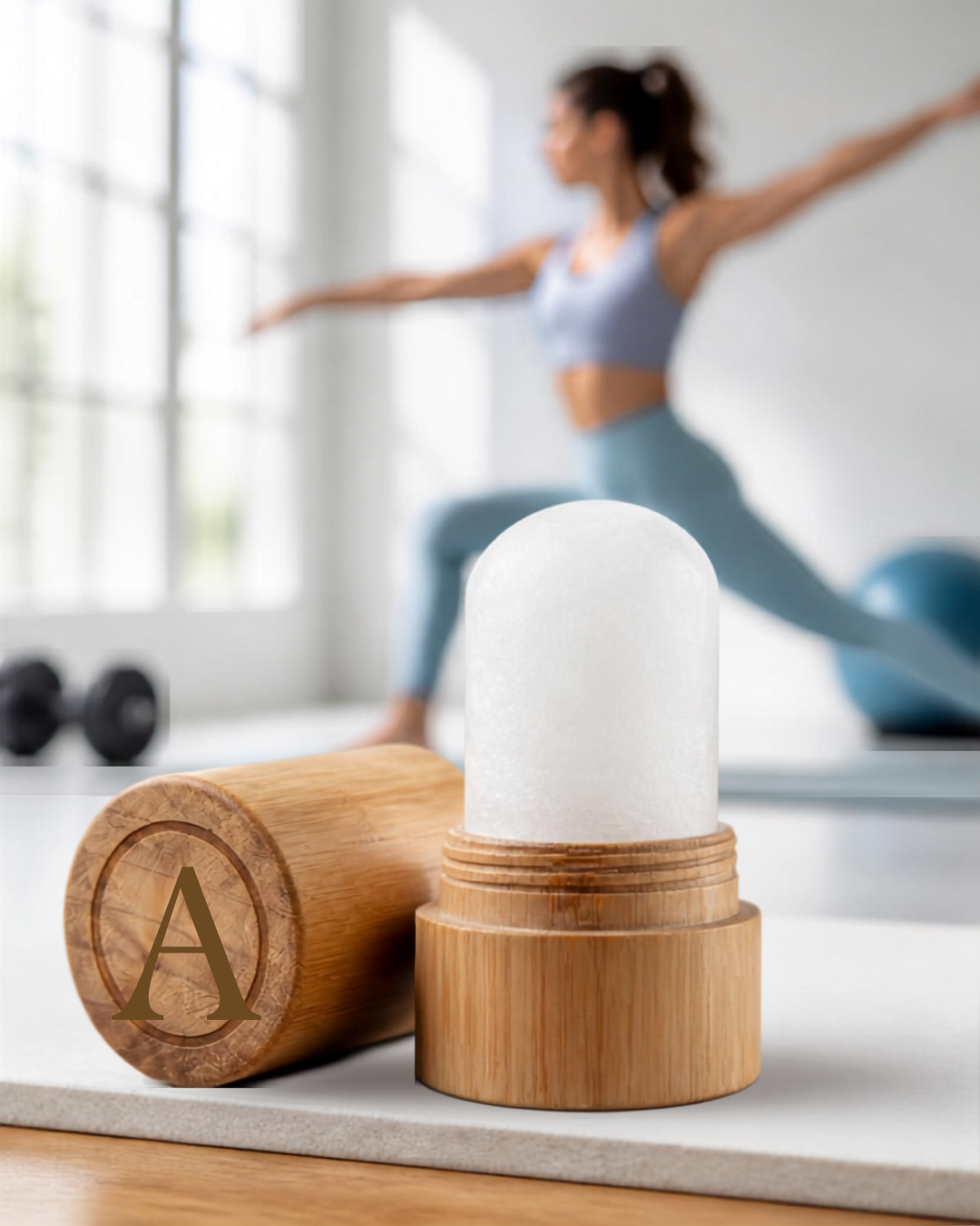 Pierre d'alun naturelle — étui bambou rechargeable